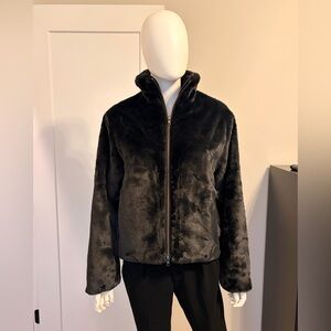 VINCE Faux Fur Teddy Jacket, Black, NWOT Never Worn - Size S - 2020 Collection